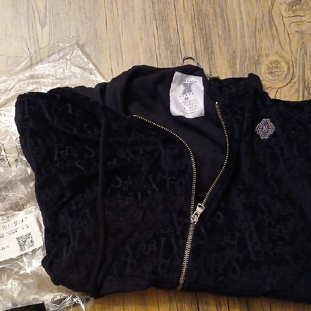 Savage X Fenty Black Velour Hoodie